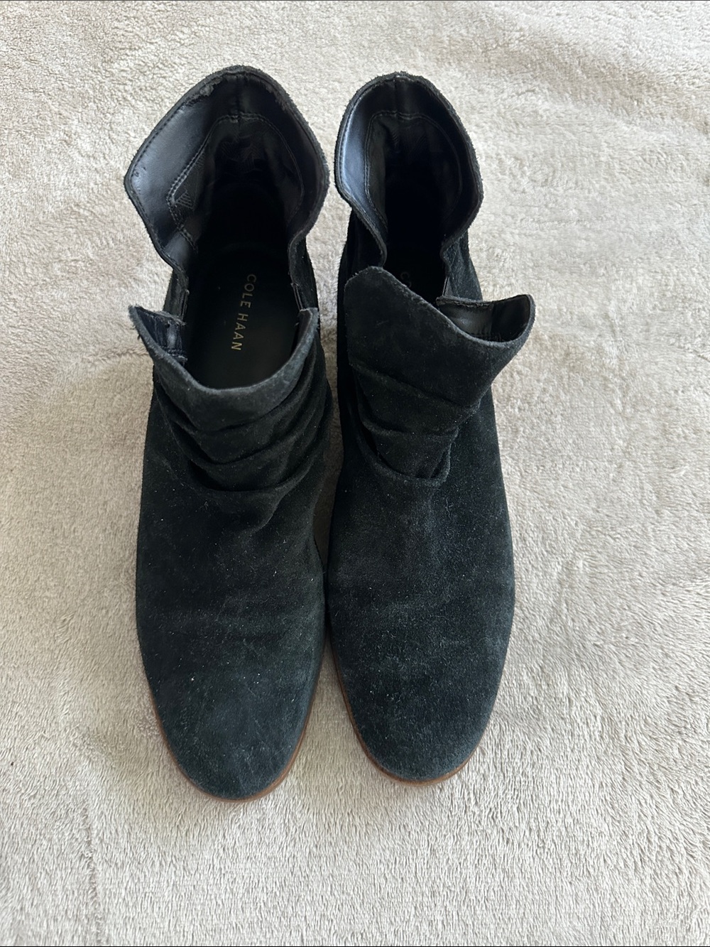 Women’s 9.5 Cole Haan Black Suede Ankle Booties